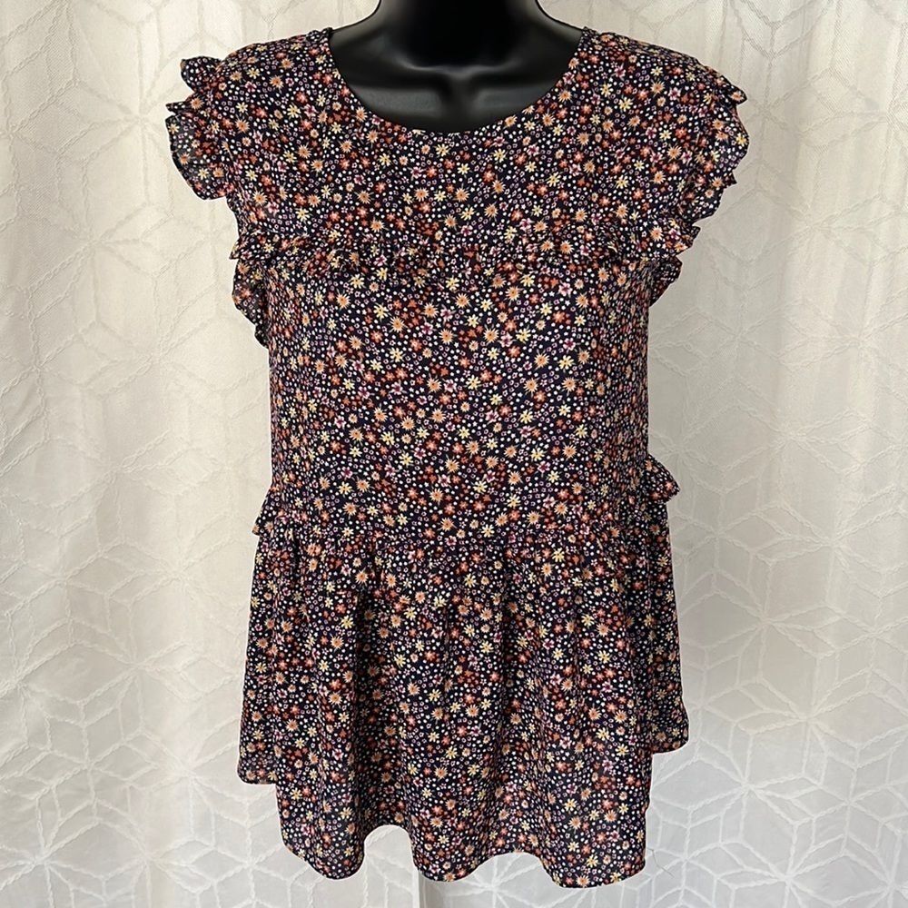 Nordstrom Everleigh Floral Ruffle Blouse Size Large